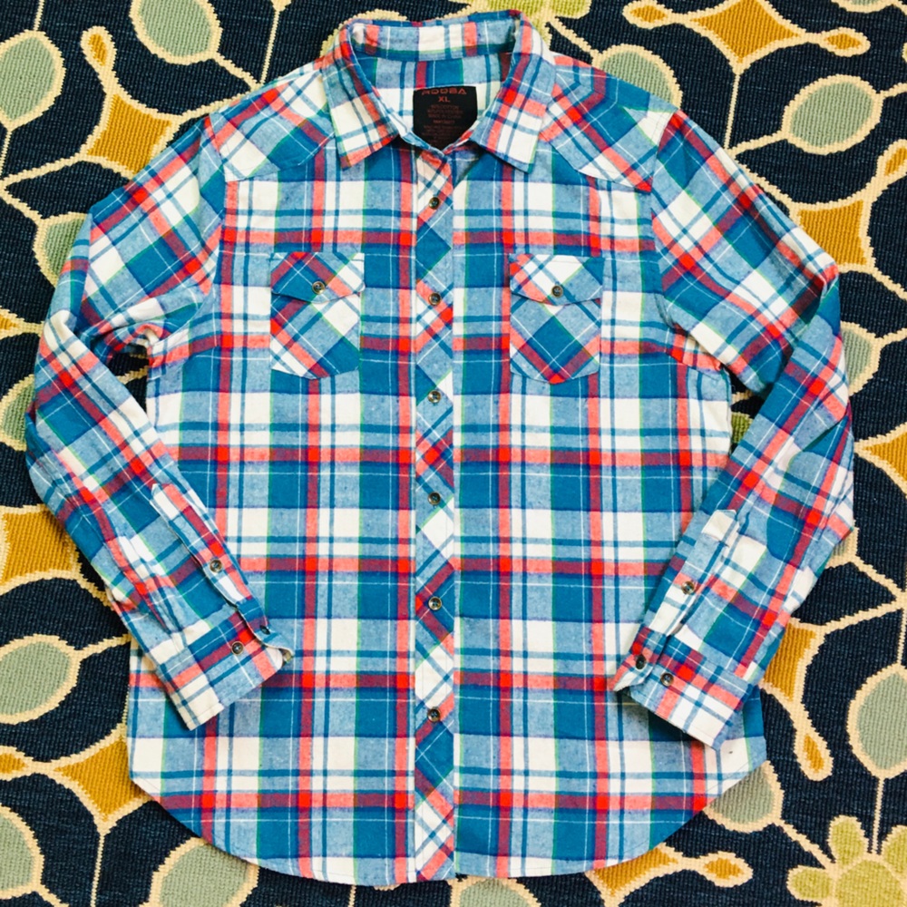 RQQBA Flannel Button Down Shirt Men’s Size XL
